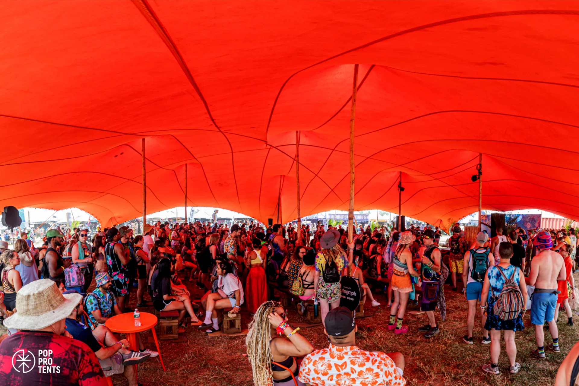 Jazz festival under stretch tent in the evening