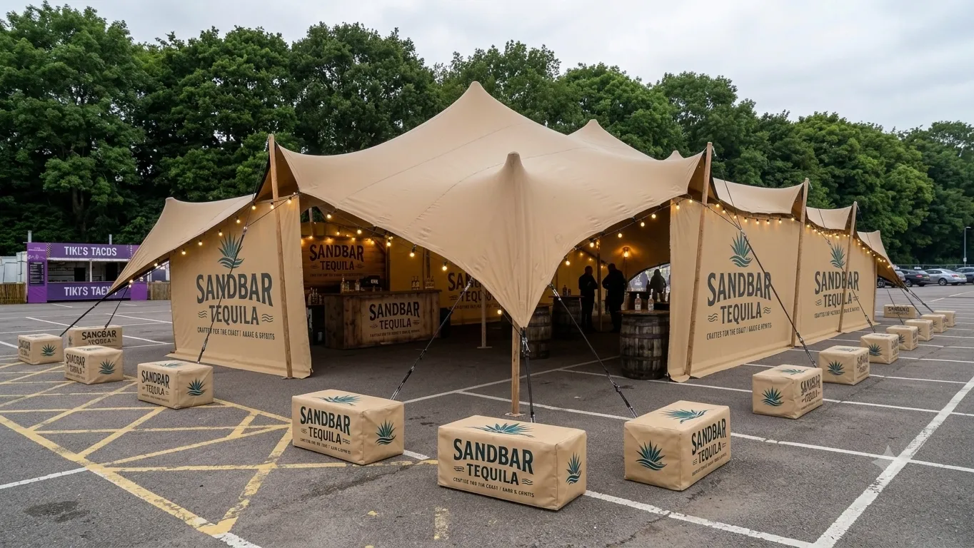 Branded stretch tent activation by Pop Pro Tents