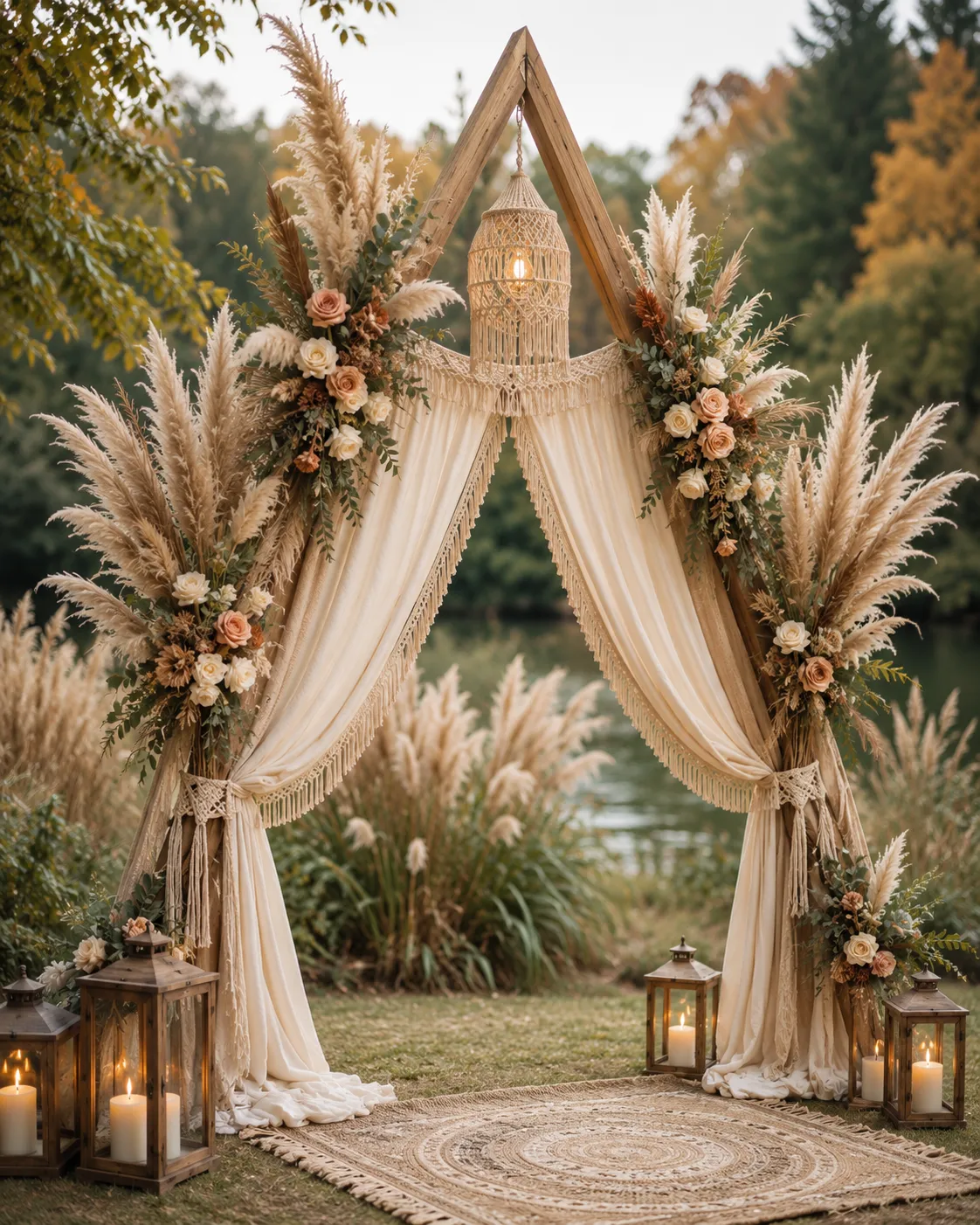 Floral draped entrance arch styled for a wedding