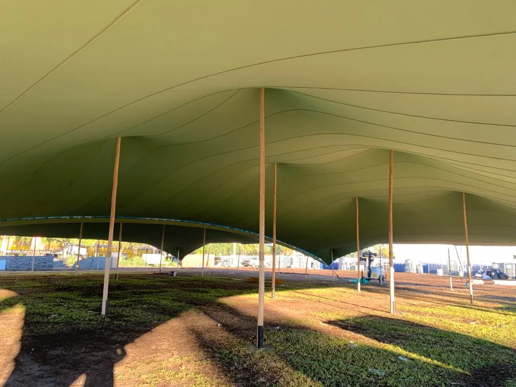 Pop Pro Tents stretch tent at a festival or fair