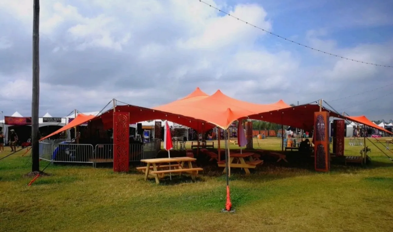 Pop Pro Tents stretch tent at a festival or fair