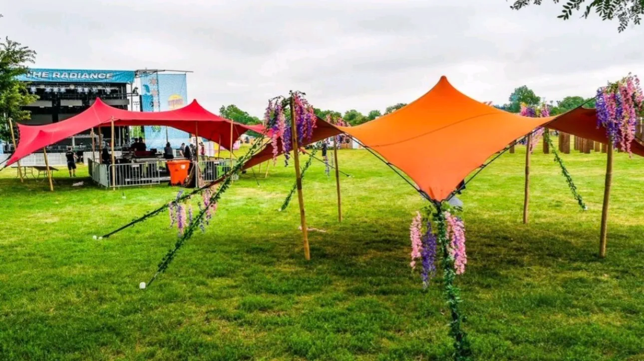 Pop Pro Tents stretch tent at a festival or fair