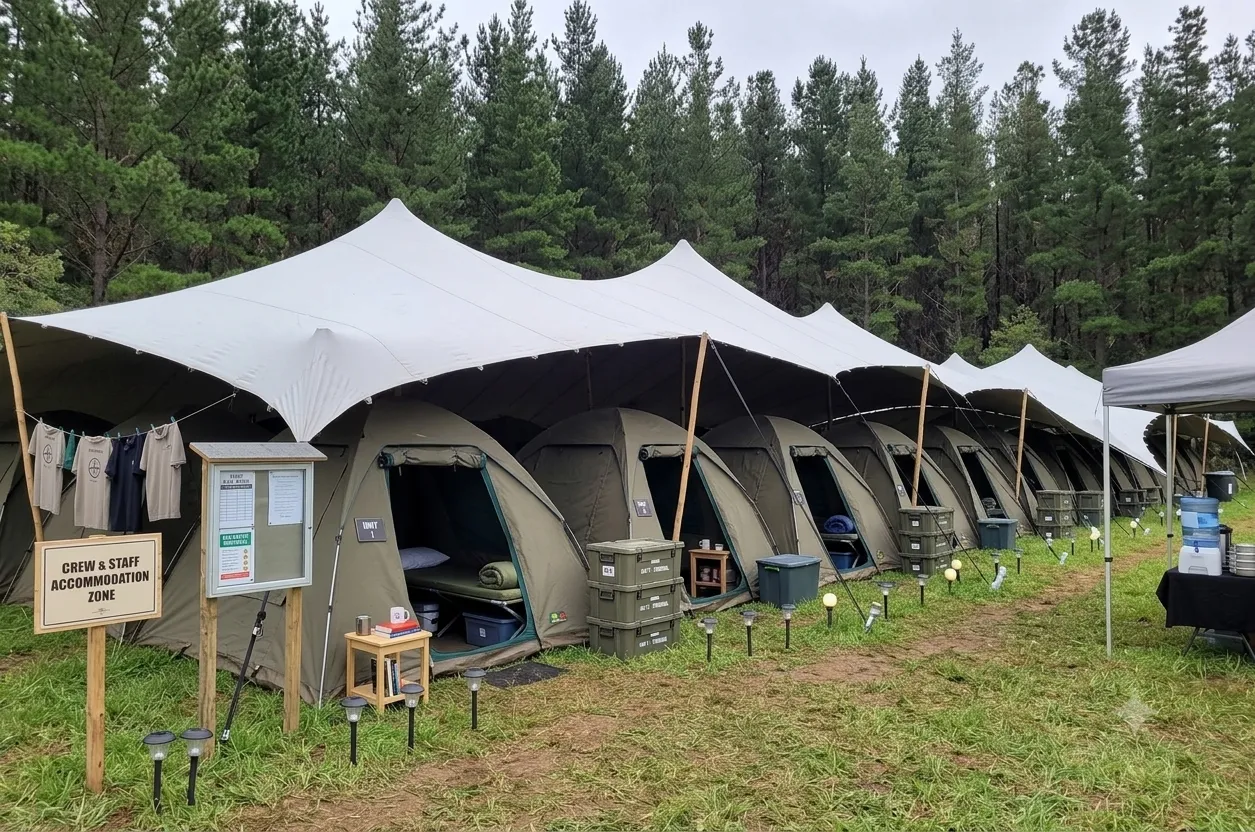 Luxury glamping stretch tent setup by Pop Pro Tents