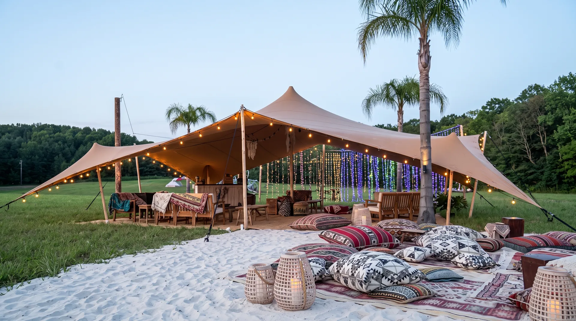 Wedding celebration under a Pop Pro Tents stretch tent